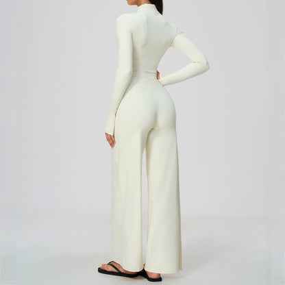 Long Sleeve Zip-Up Wide Leg Jumpsuit