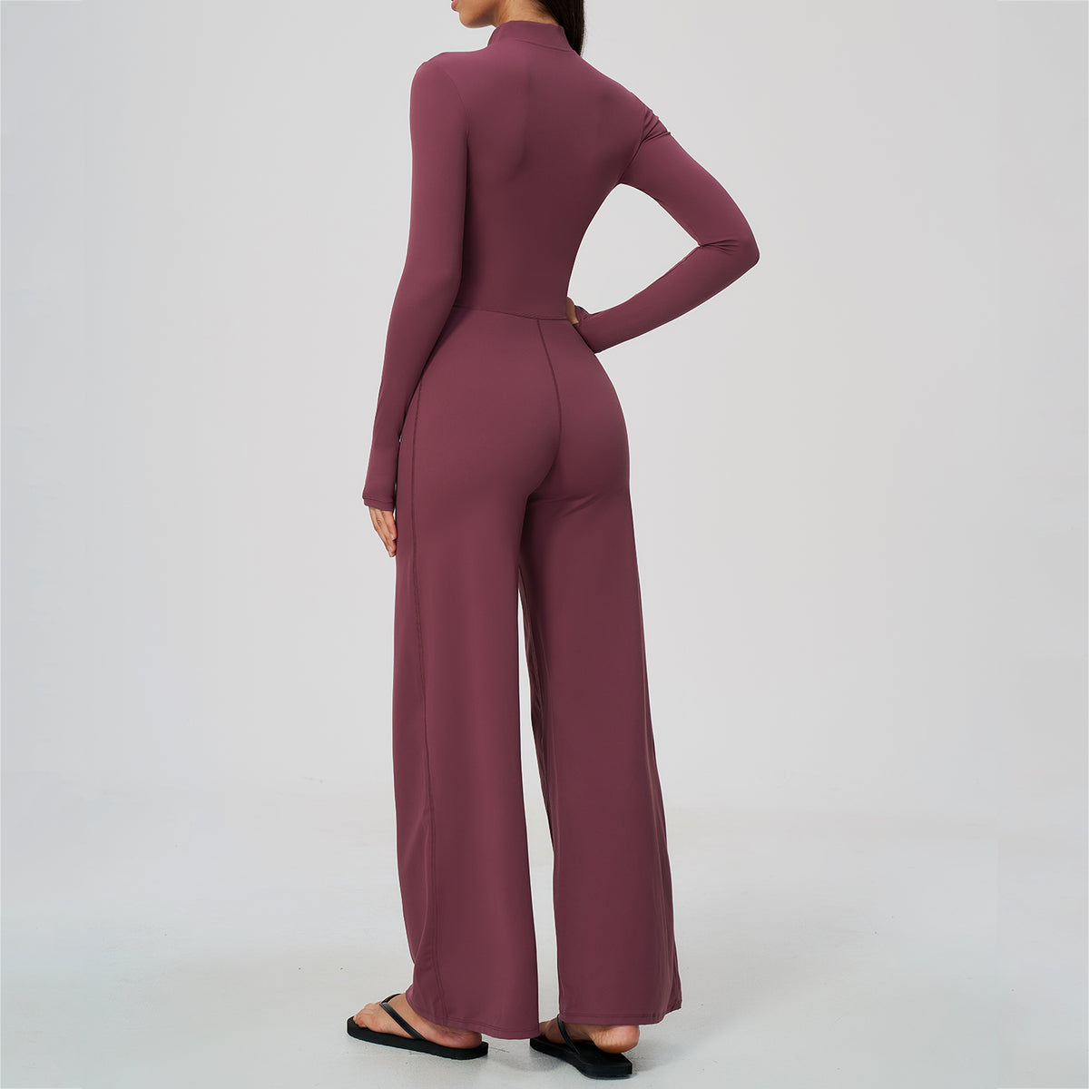 Long Sleeve Zip-Up Wide Leg Jumpsuit
