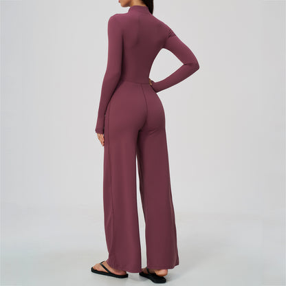 Long Sleeve Zip-Up Wide Leg Jumpsuit