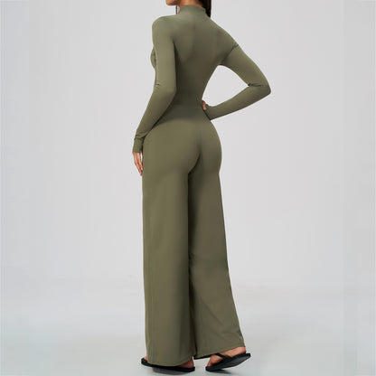 Long Sleeve Zip-Up Wide Leg Jumpsuit