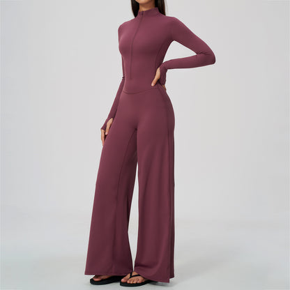 Long Sleeve Zip-Up Wide Leg Jumpsuit