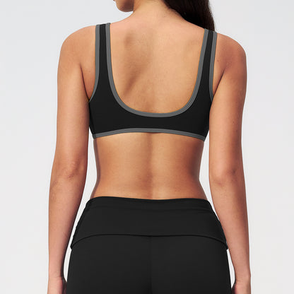 Contrast Stitch V-Neck Sports Bra