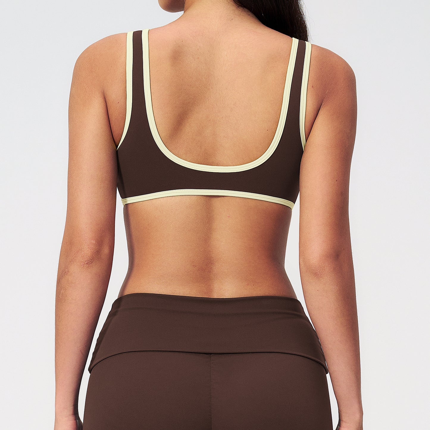 Contrast Stitch V-Neck Sports Bra