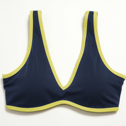 Contrast Stitch V-Neck Sports Bra