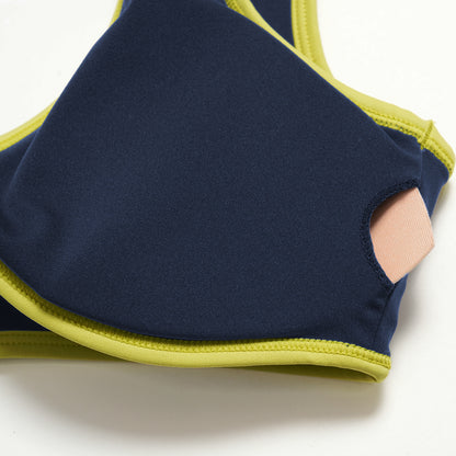 Contrast Stitch V-Neck Sports Bra