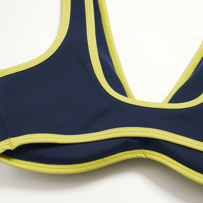 Contrast Stitch V-Neck Sports Bra