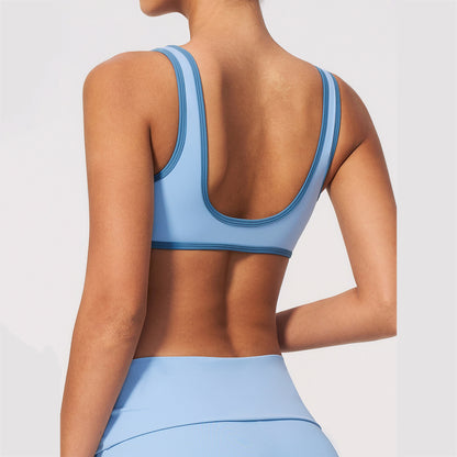 Contrast Stitch V-Neck Sports Bra