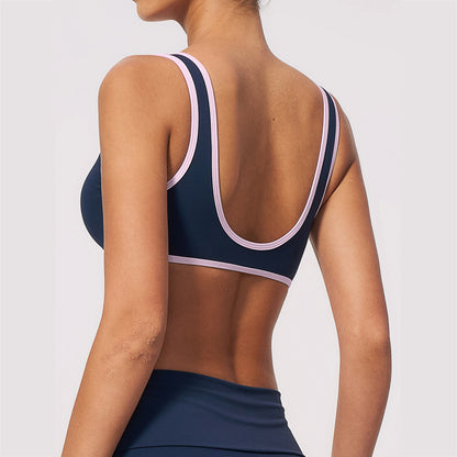 Contrast Stitch V-Neck Sports Bra