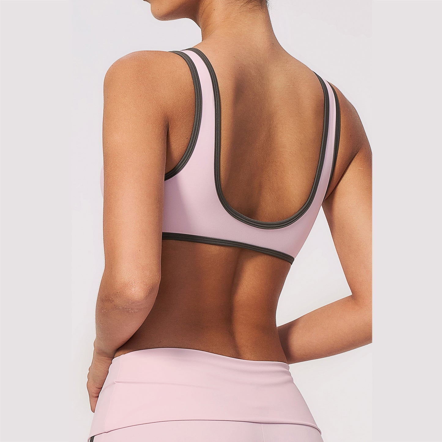 Contrast Stitch V-Neck Sports Bra