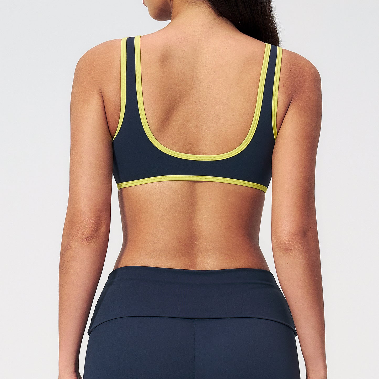 Contrast Stitch V-Neck Sports Bra