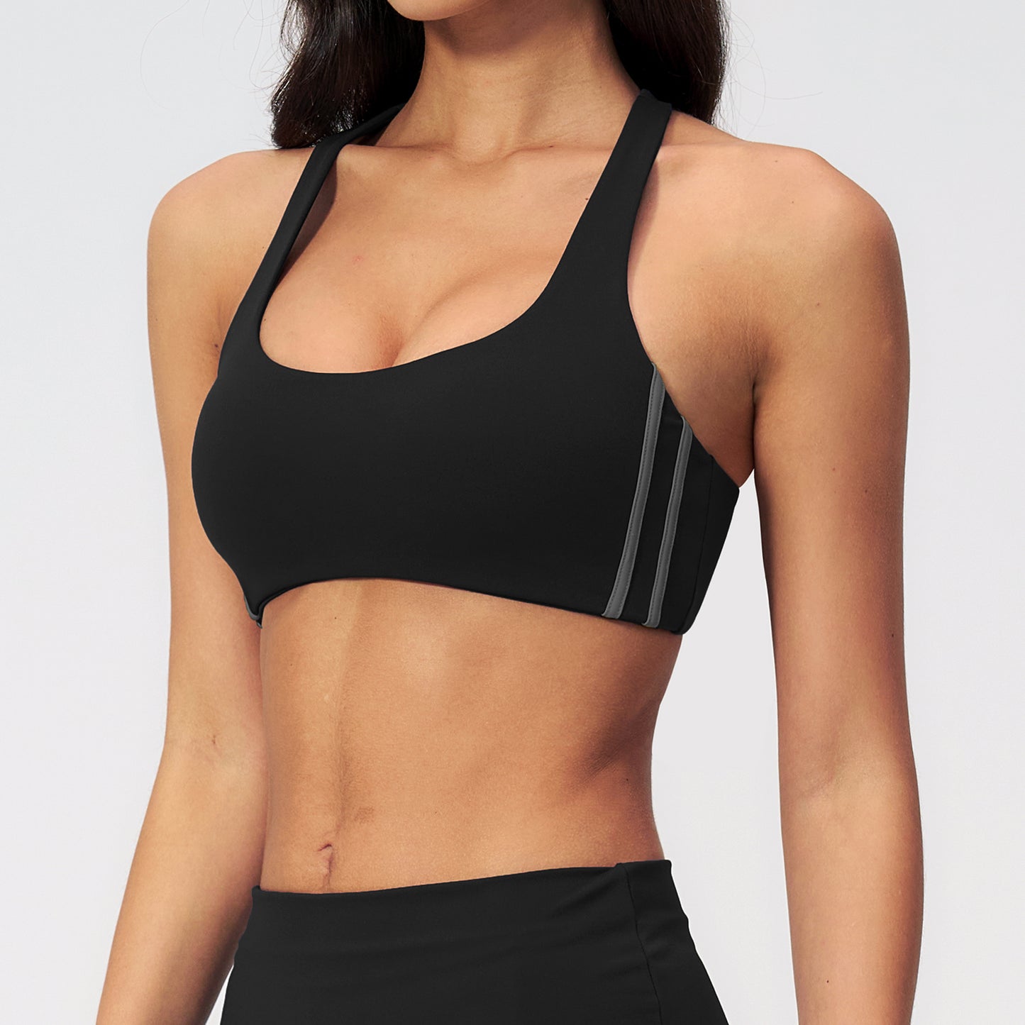 Striped Color-Block Sports Bra