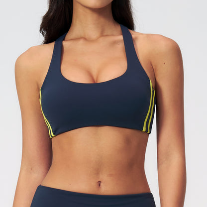 Striped Color-Block Sports Bra
