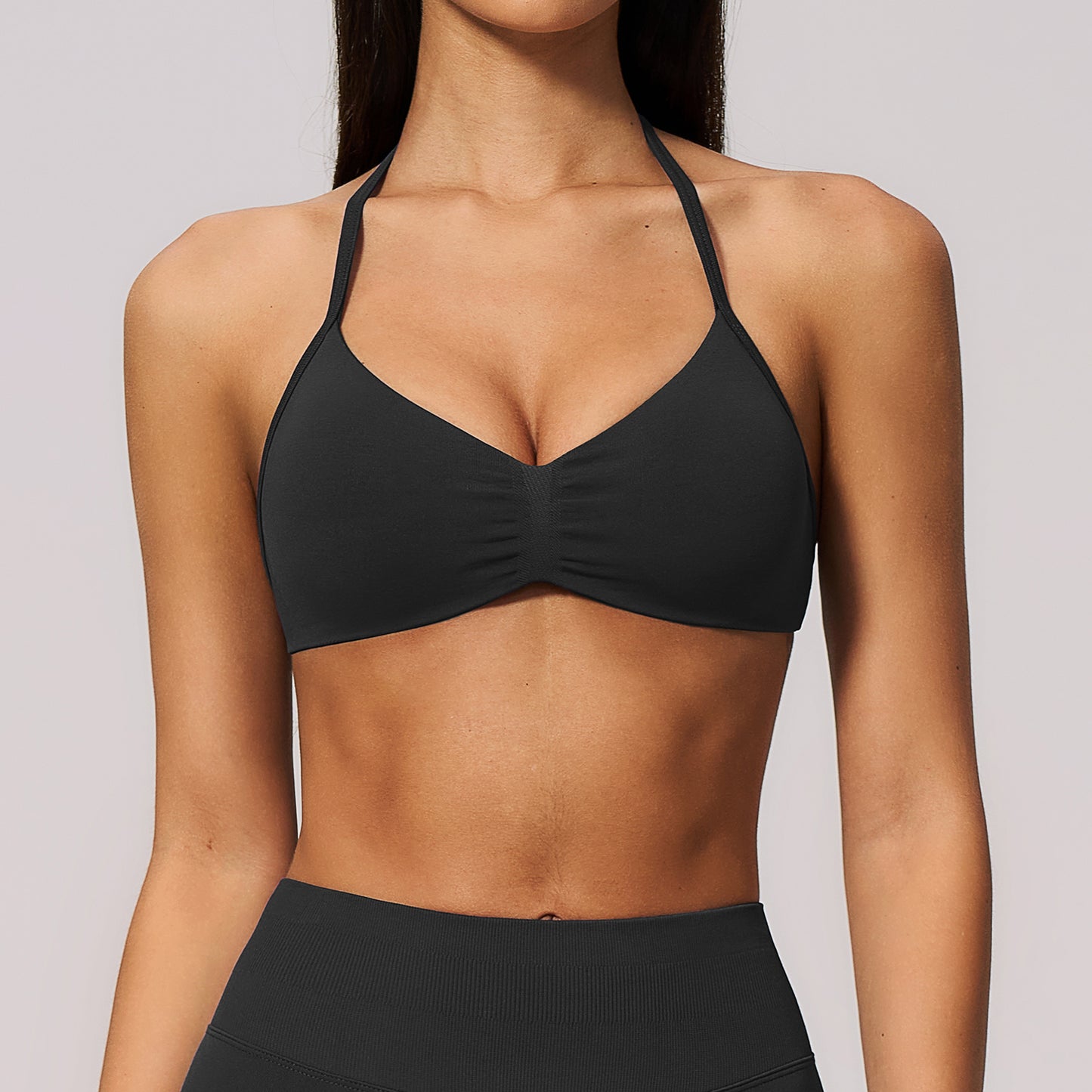 Seamless Halter Strappy Sports Bra