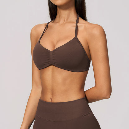 Seamless Halter Strappy Sports Bra