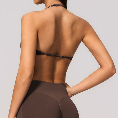 Seamless Halter Strappy Sports Bra
