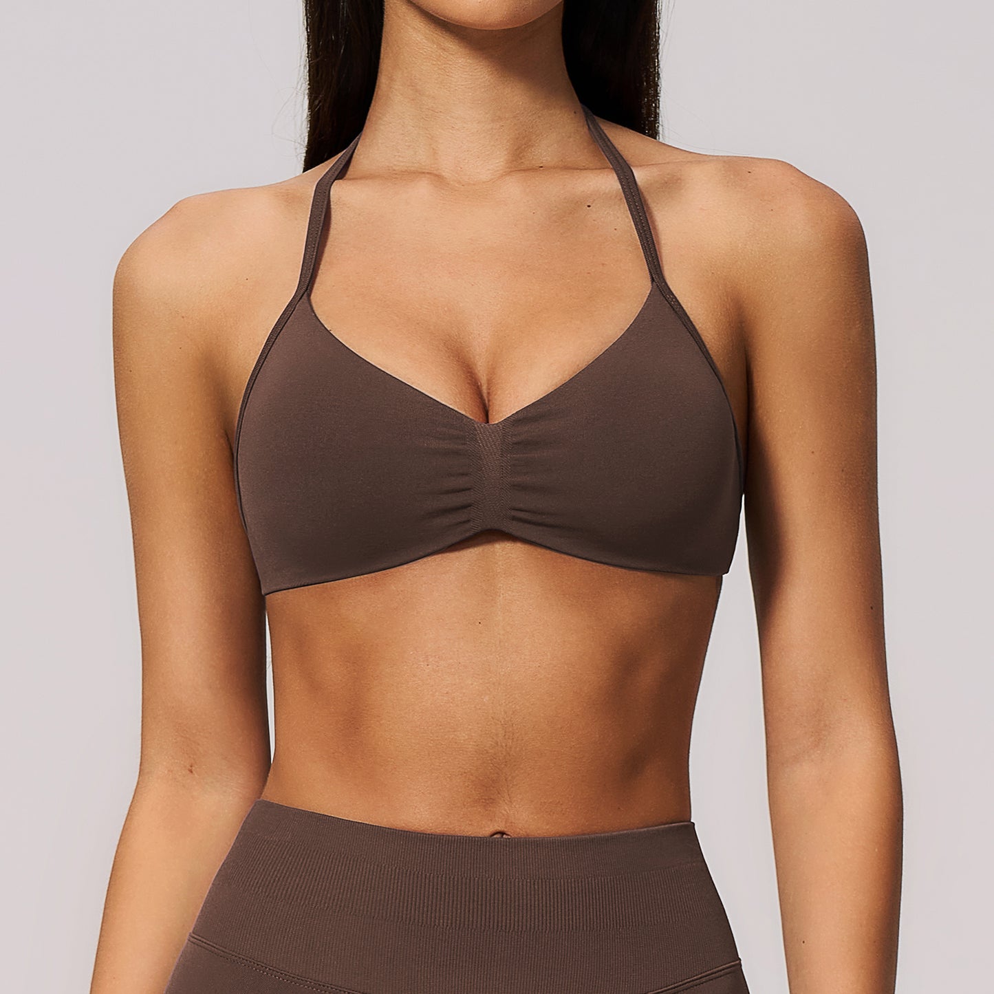 Seamless Halter Strappy Sports Bra