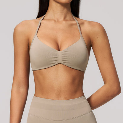 Seamless Halter Strappy Sports Bra