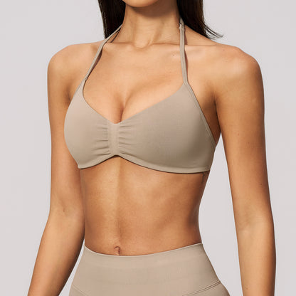 Seamless Halter Strappy Sports Bra