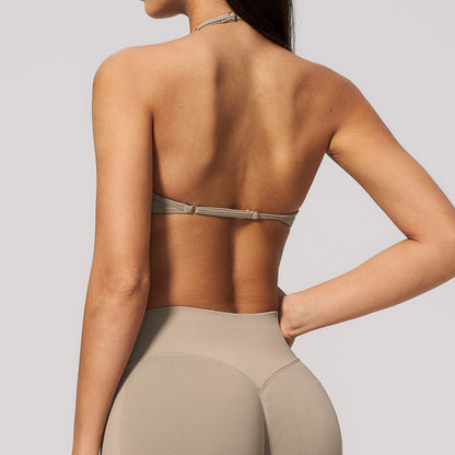 Seamless Halter Strappy Sports Bra