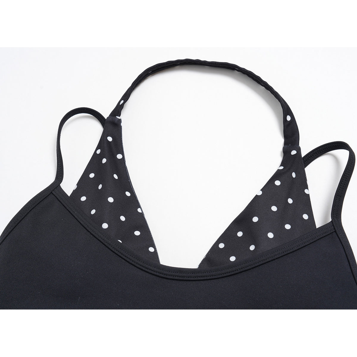 Two-Tone Faux-Layered Halter Sports Bra