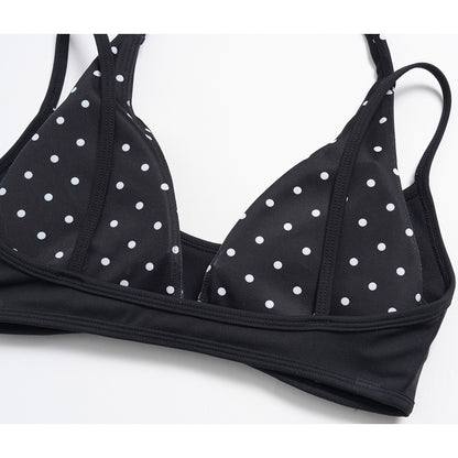 Two-Tone Faux-Layered Halter Sports Bra