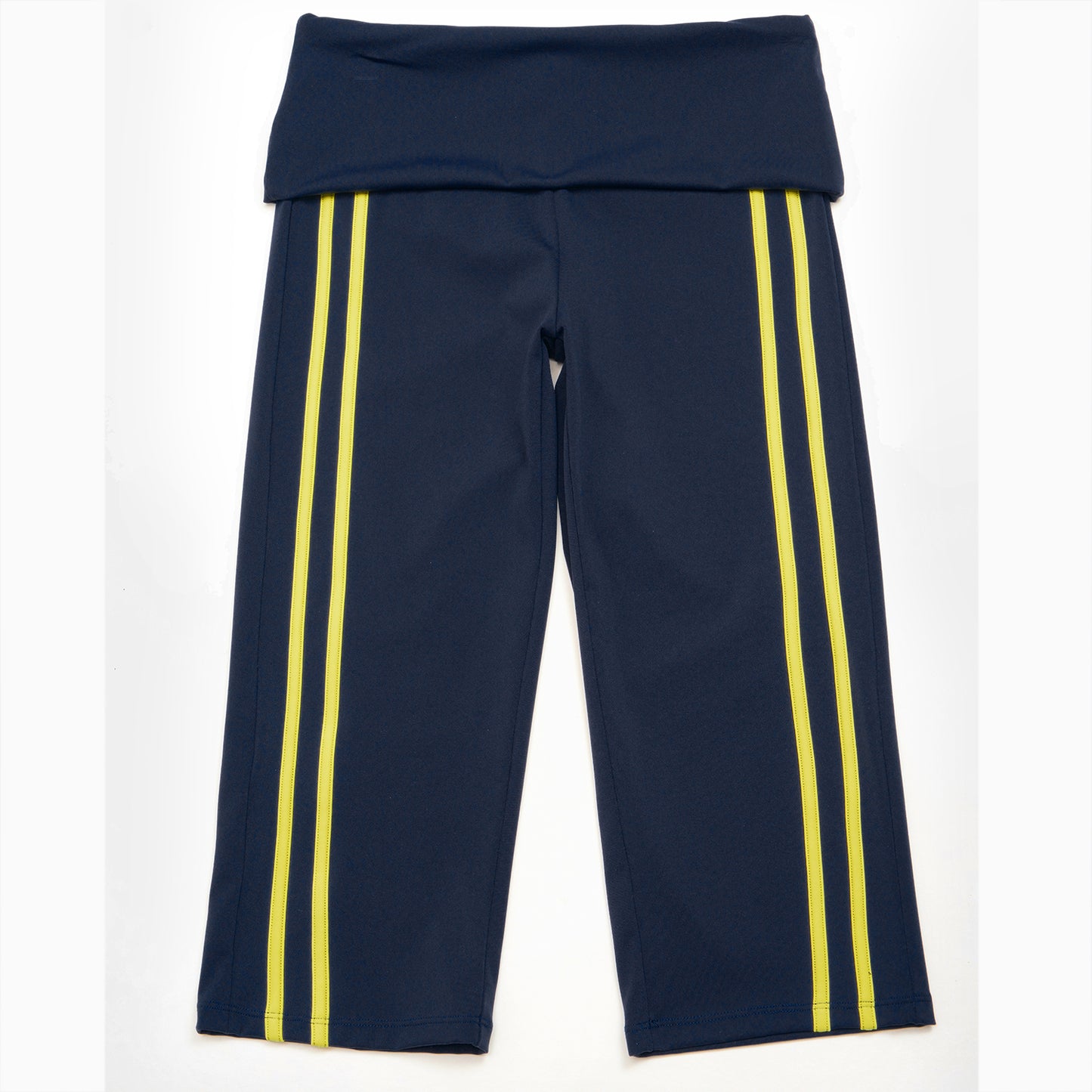 Side Stripe Foldover Waist Capri Leggings