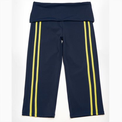 Side Stripe Foldover Waist Capri Leggings