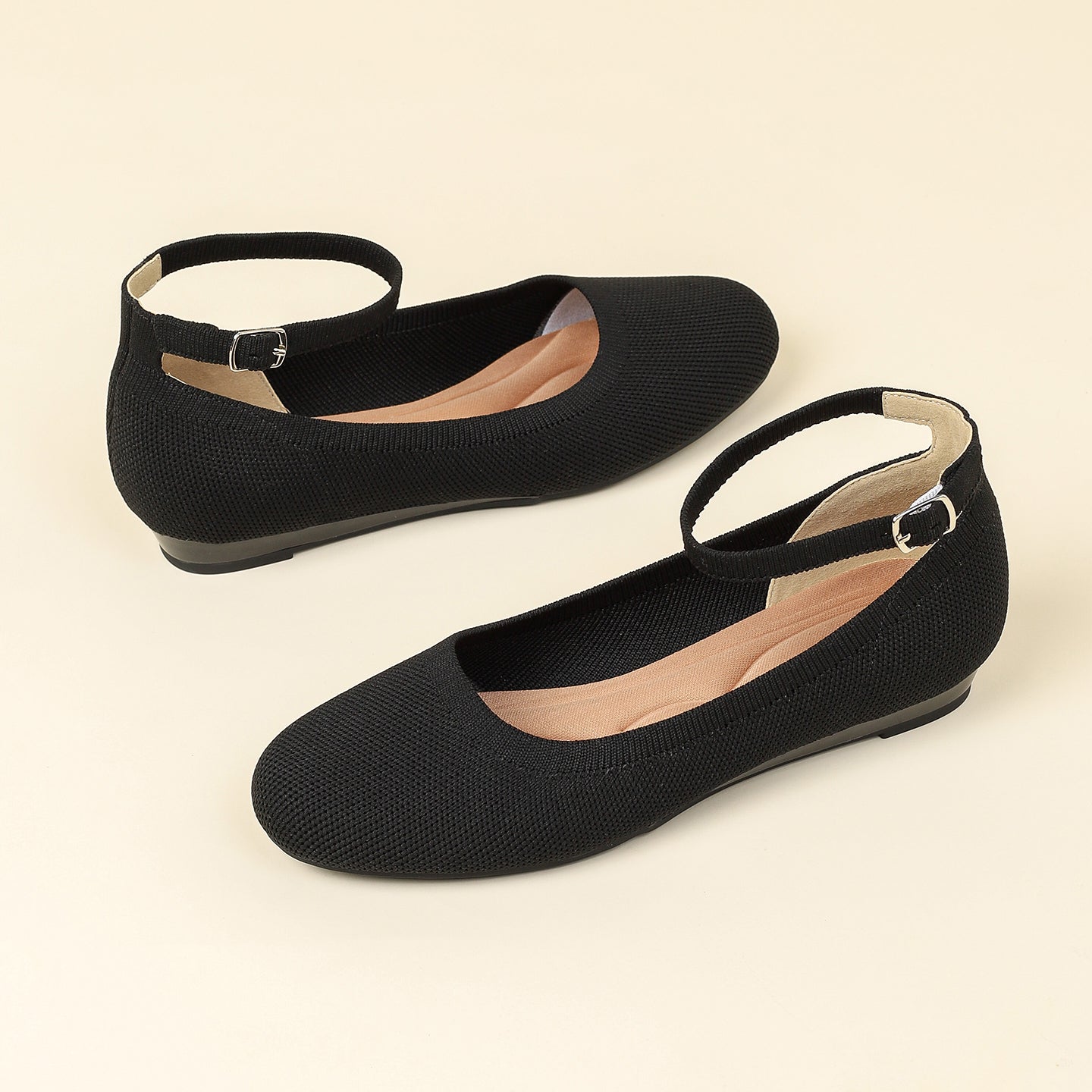 ラウンドトゥスリッポンフラット