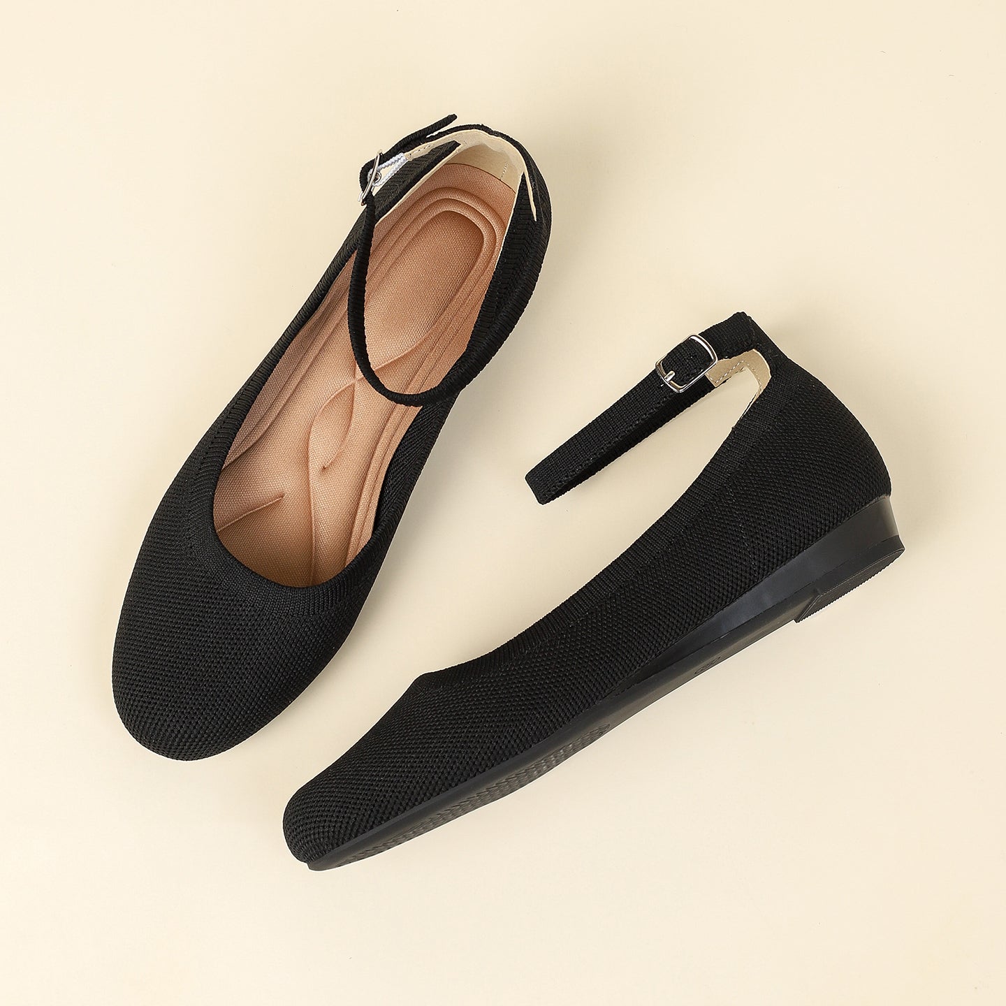 ラウンドトゥスリッポンフラット