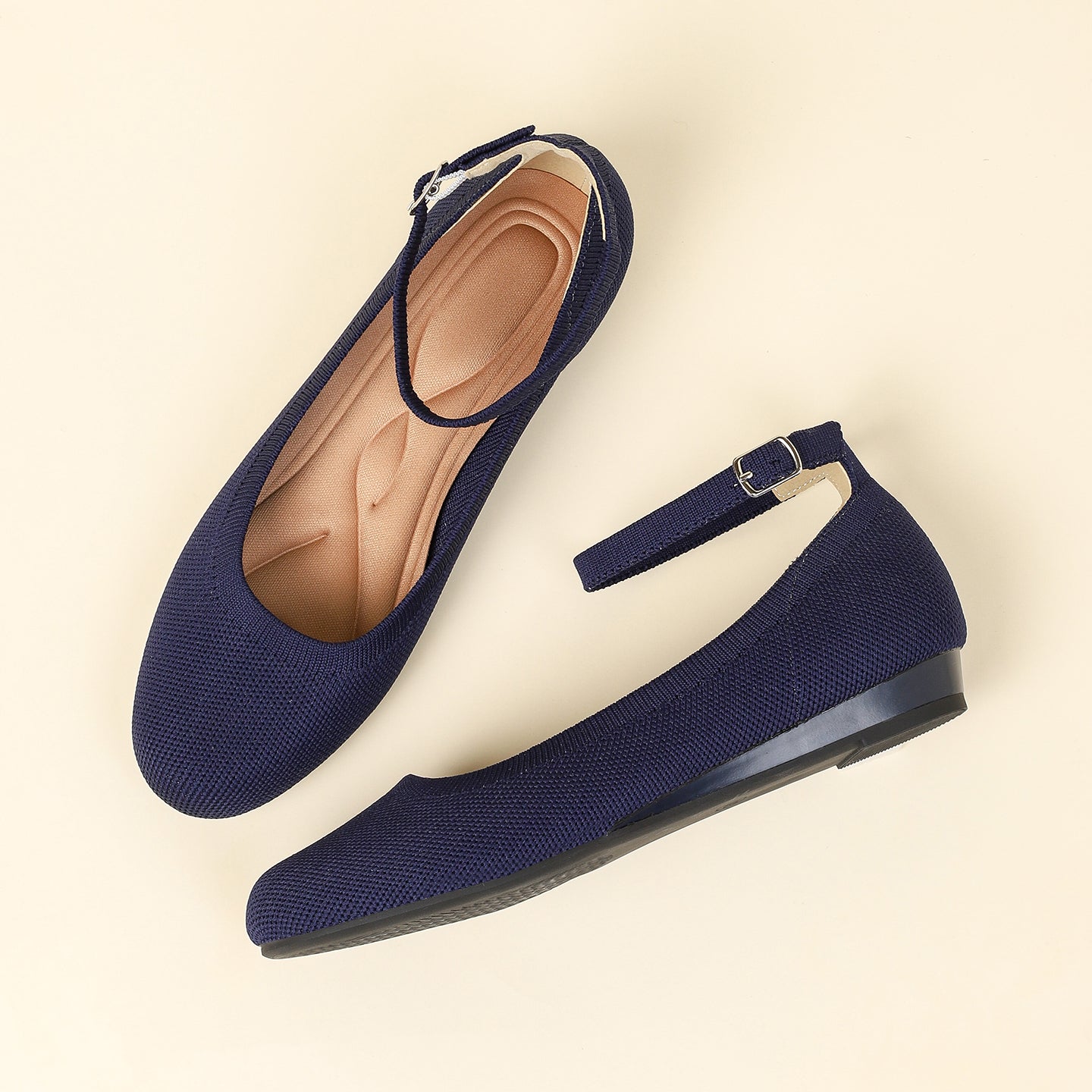 ラウンドトゥスリッポンフラット