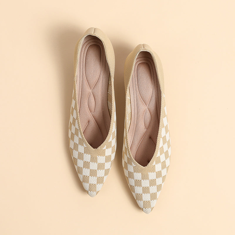 Pointed knit soft sole flat shoes