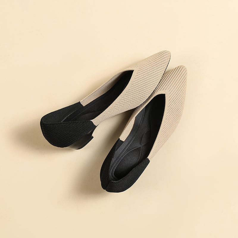 Pointed knit soft sole flat shoes