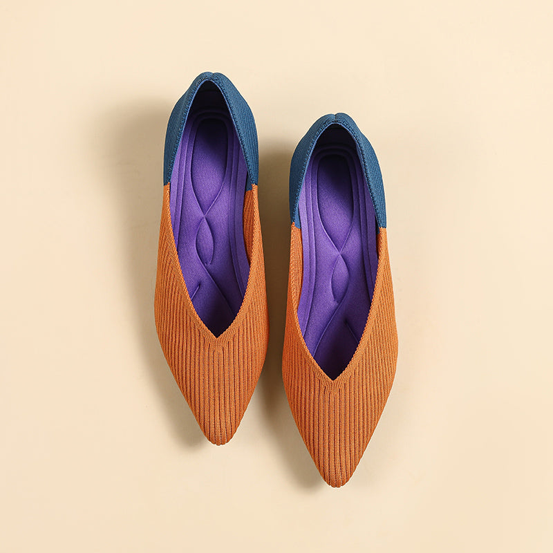 Pointed knit soft sole flat shoes
