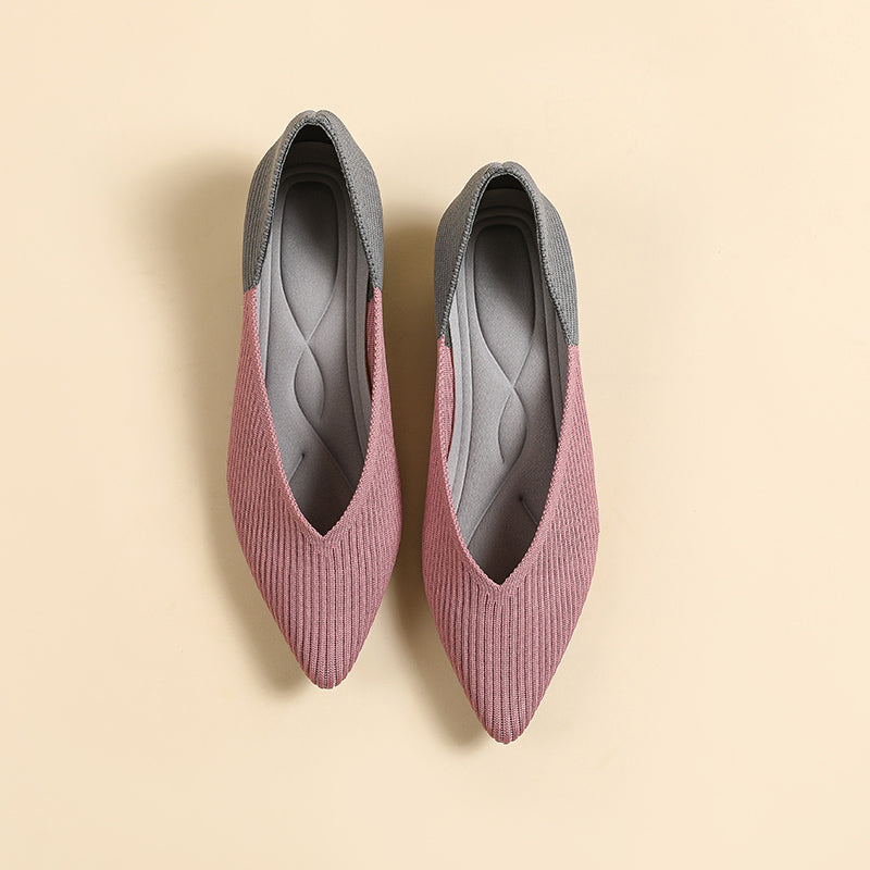 Pointed knit soft sole flat shoes