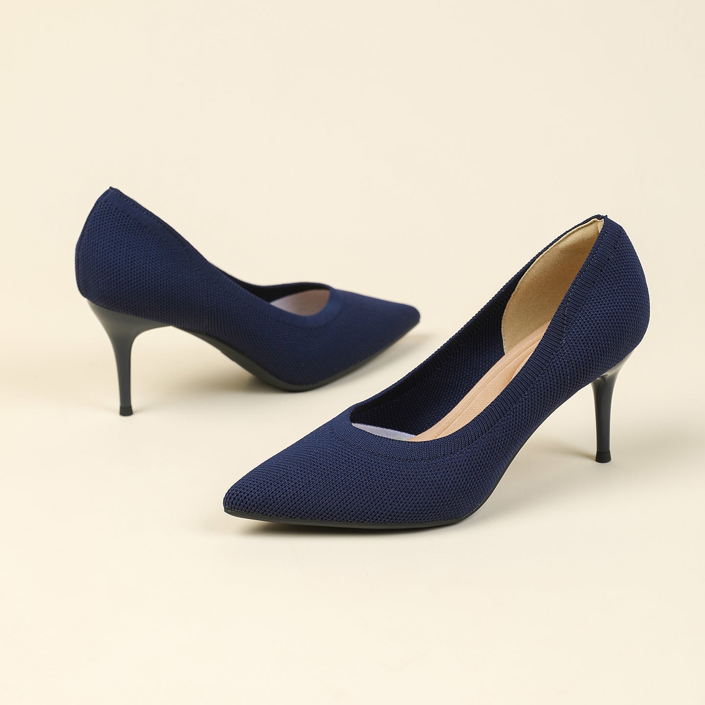 尖頭浅口スティレットヒールパンプス 7.5cmヒール