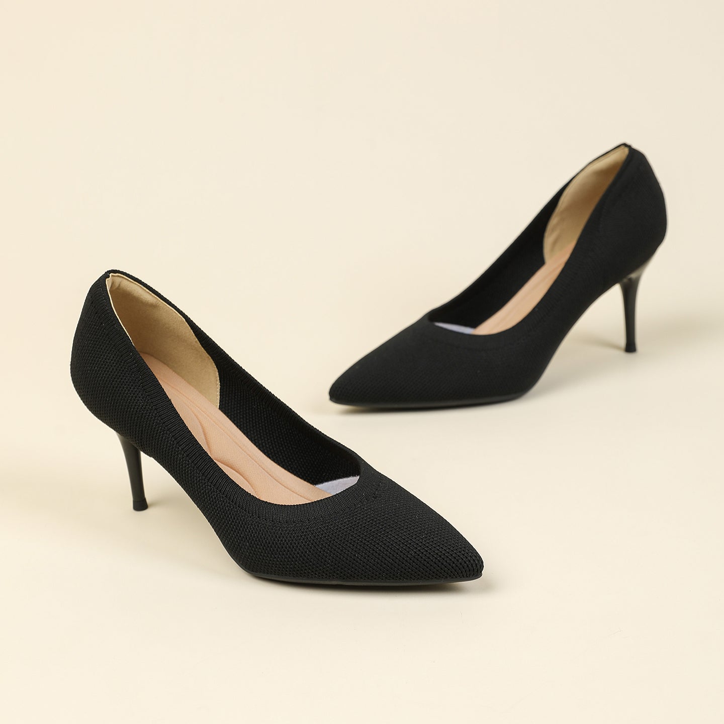 尖頭浅口スティレットヒールパンプス 7.5cmヒール