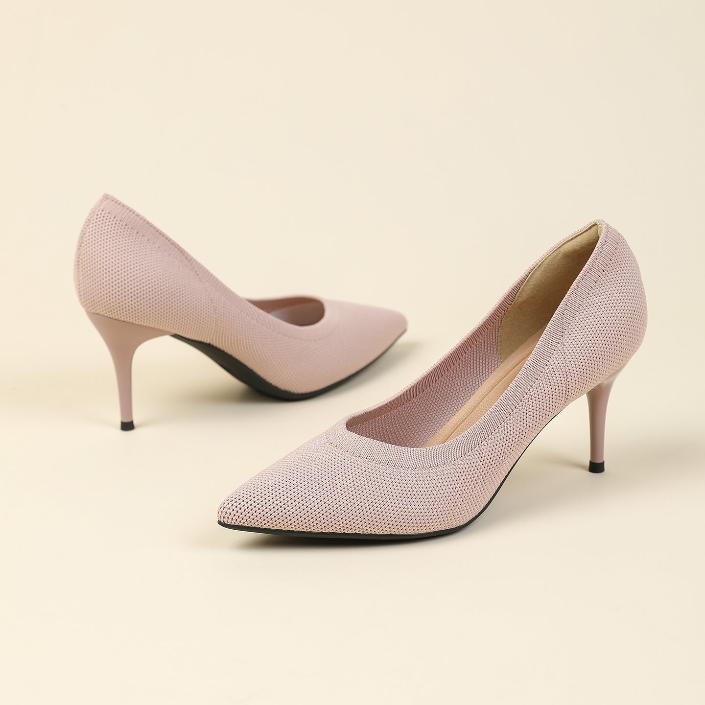 尖頭浅口スティレットヒールパンプス 7.5cmヒール