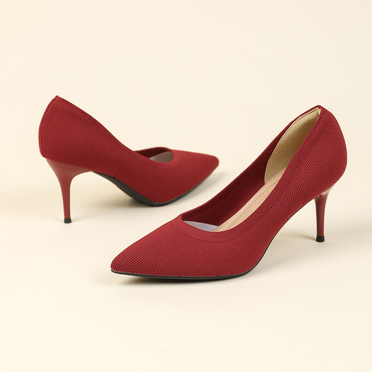 尖頭浅口スティレットヒールパンプス 7.5cmヒール