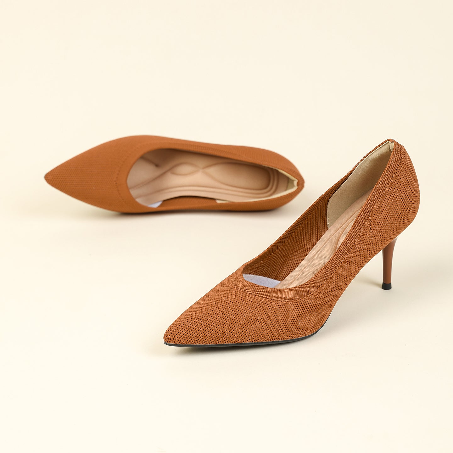 尖頭浅口スティレットヒールパンプス 7.5cmヒール