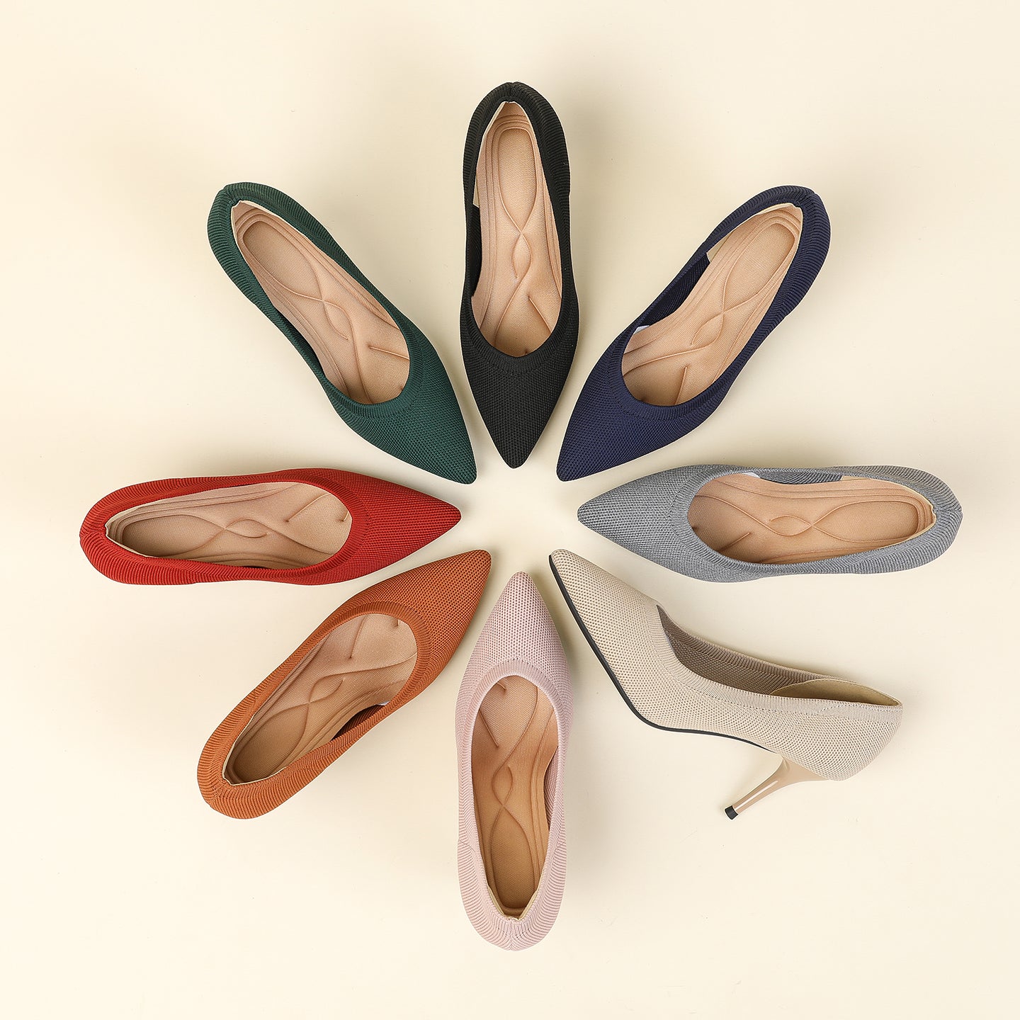 尖頭浅口スティレットヒールパンプス 7.5cmヒール