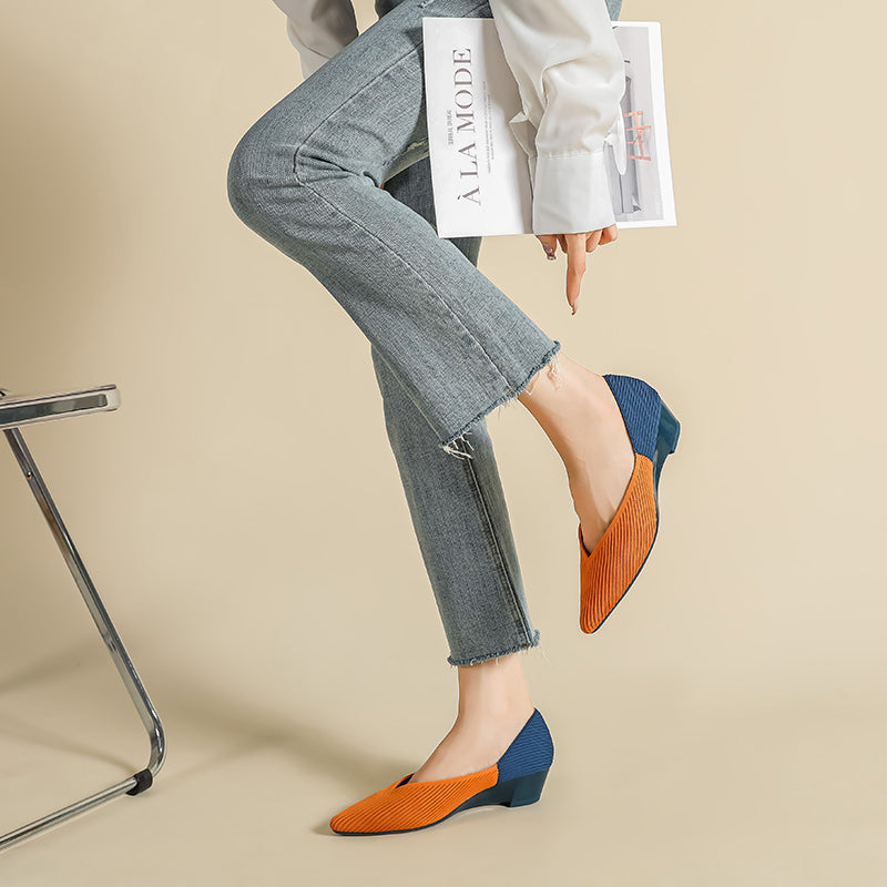 Pointed knit soft sole flat shoes