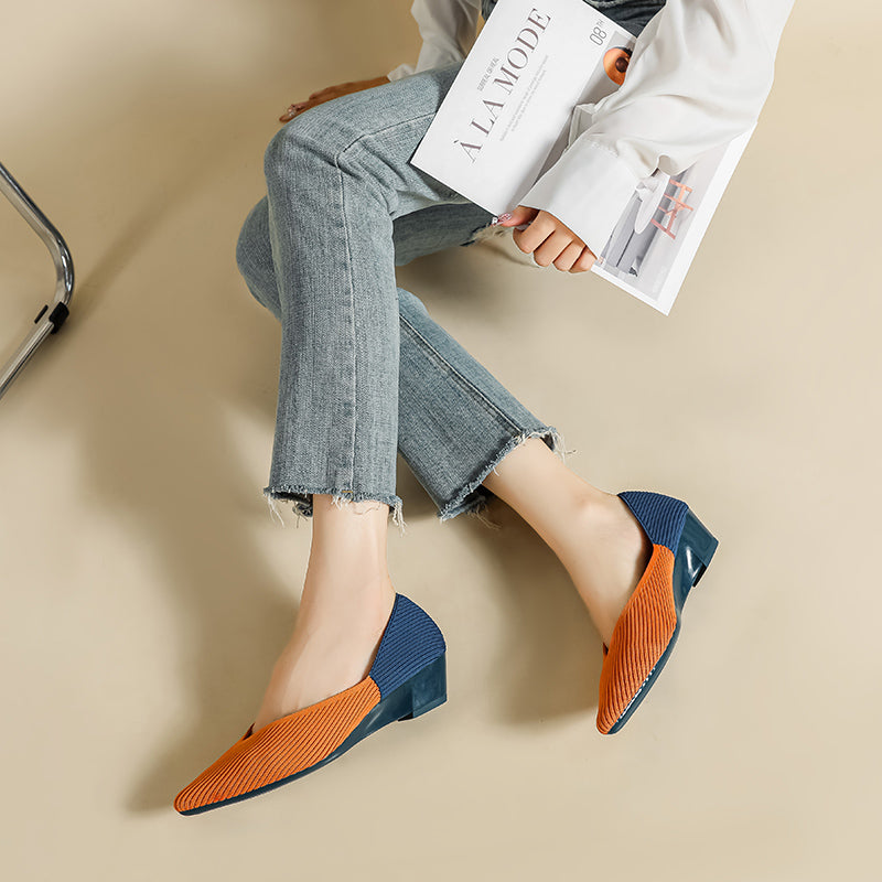 Pointed knit soft sole flat shoes