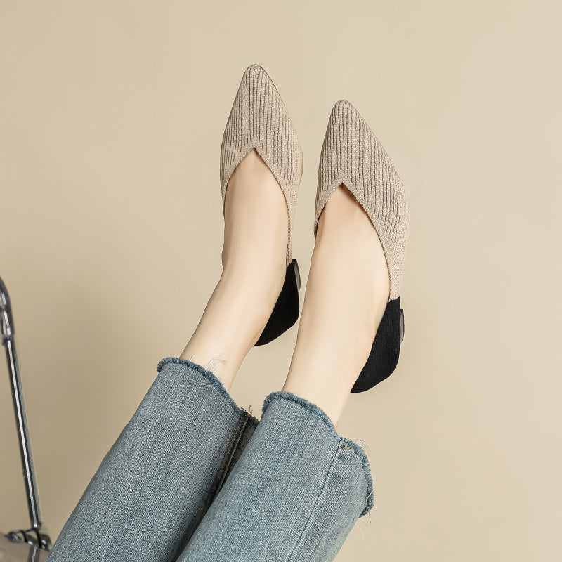 Pointed knit soft sole flat shoes