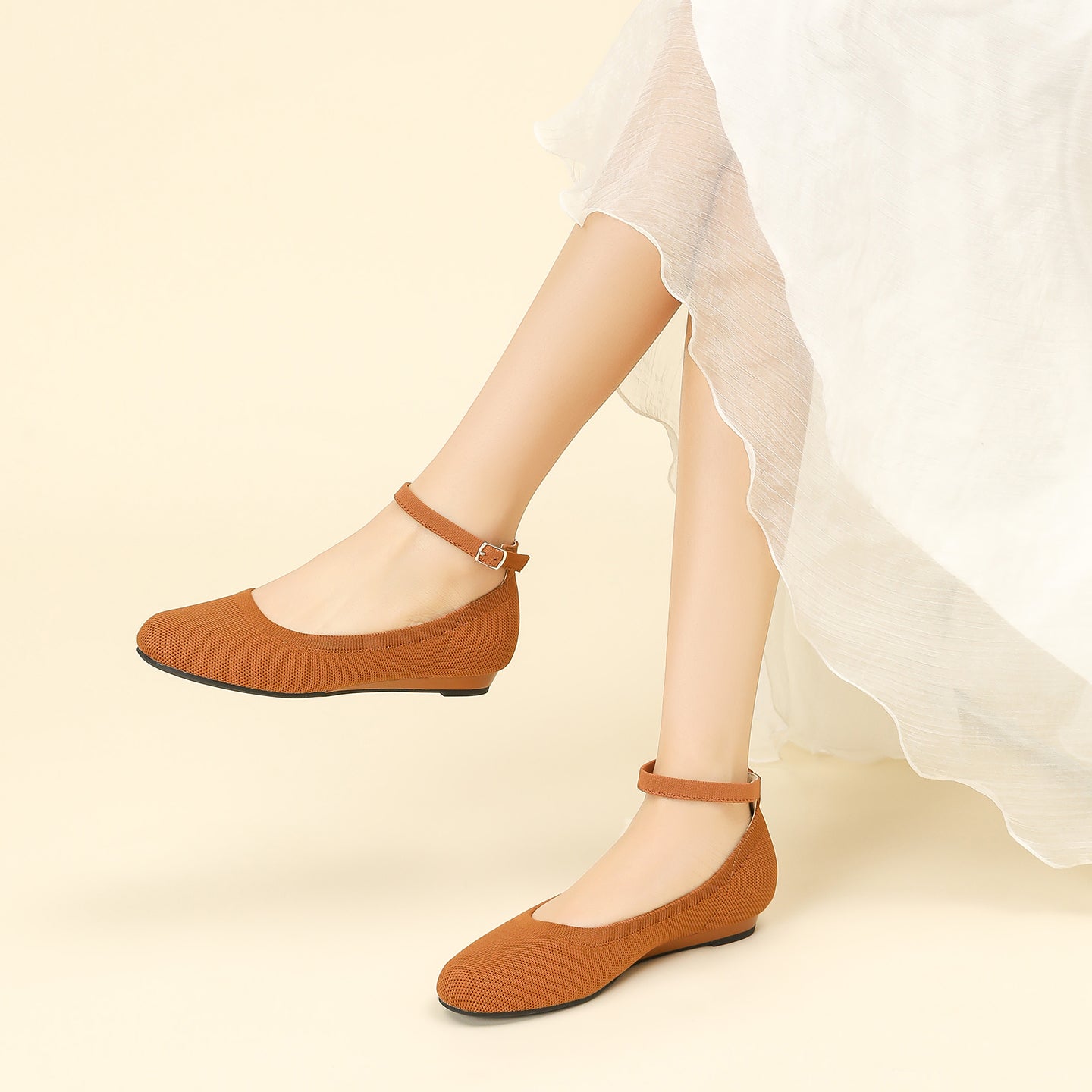 ラウンドトゥスリッポンフラット