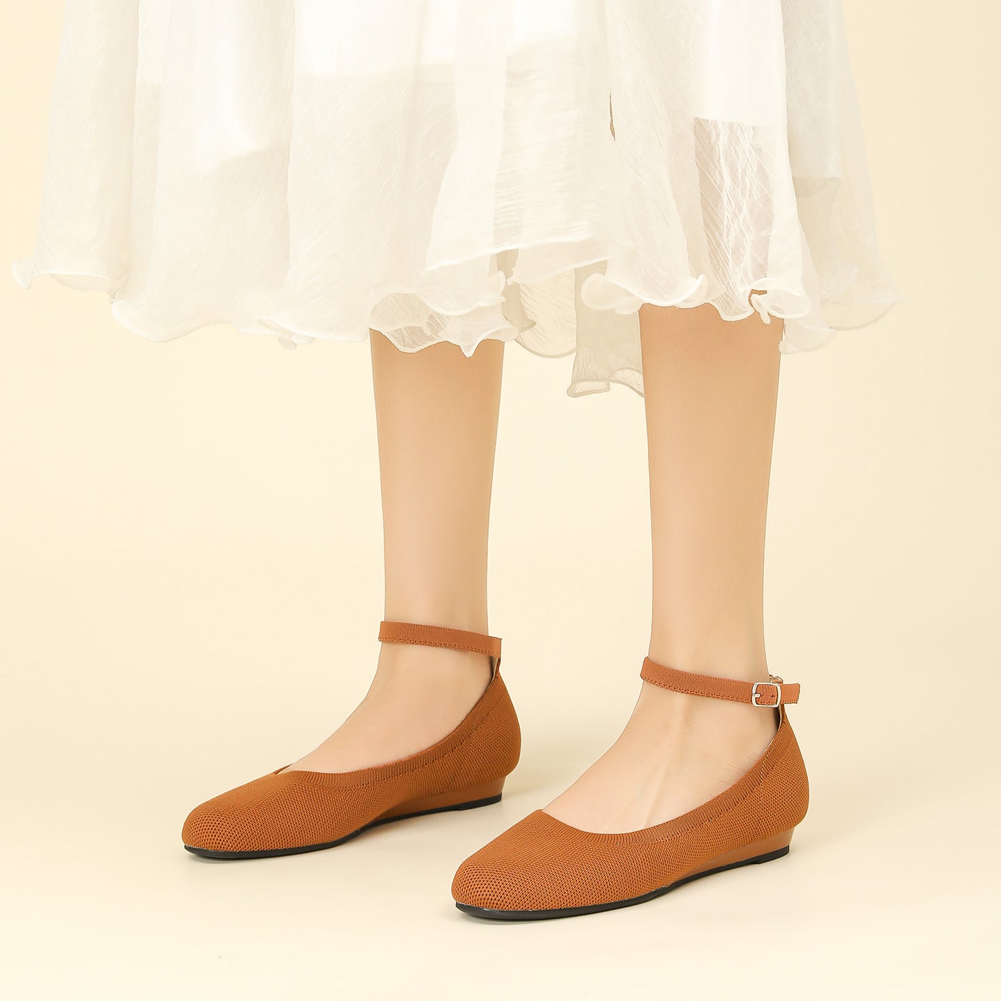 ラウンドトゥスリッポンフラット