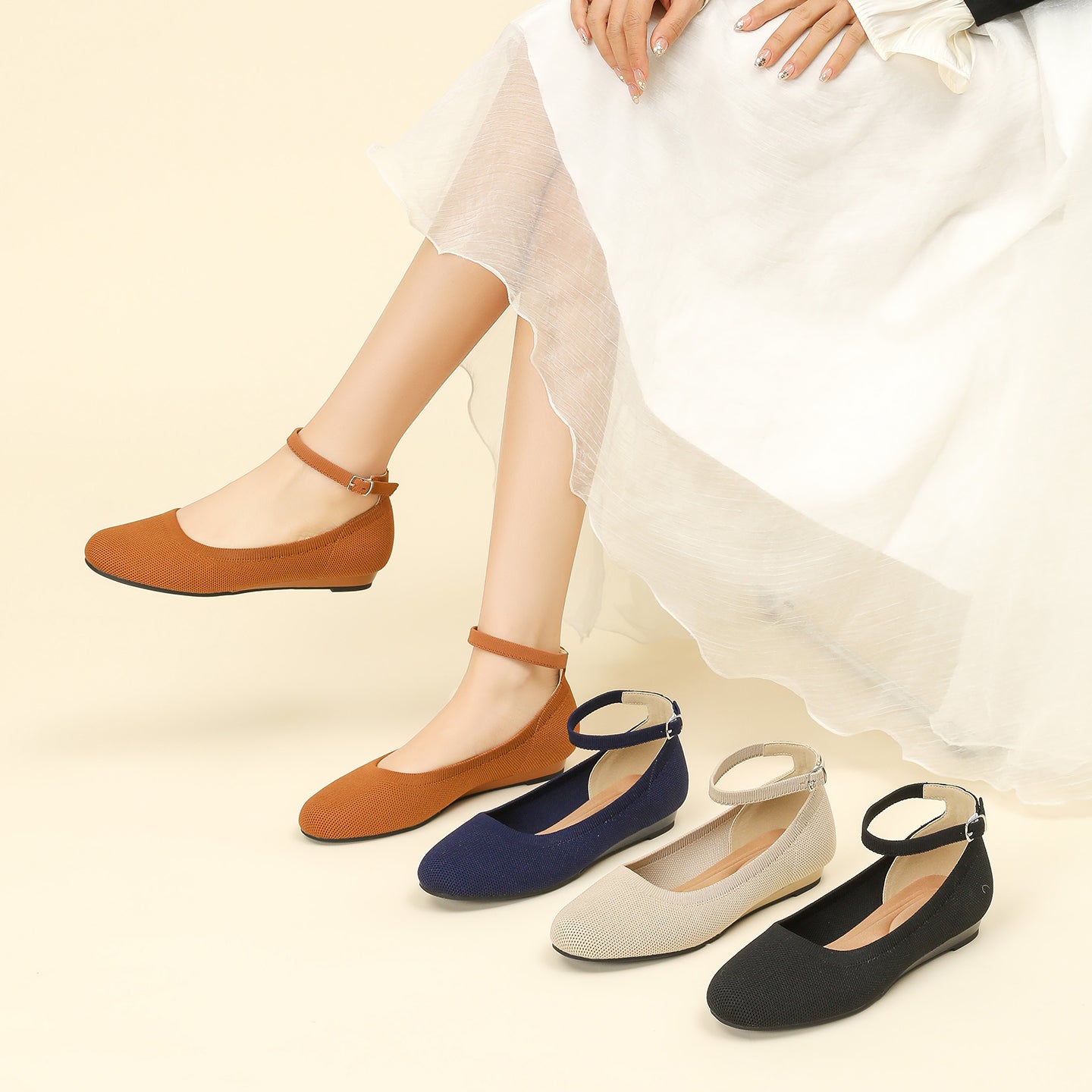 ラウンドトゥスリッポンフラット