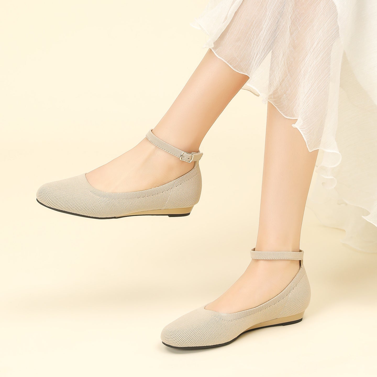 ラウンドトゥスリッポンフラット