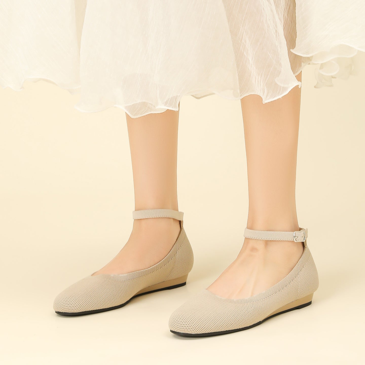 ラウンドトゥスリッポンフラット