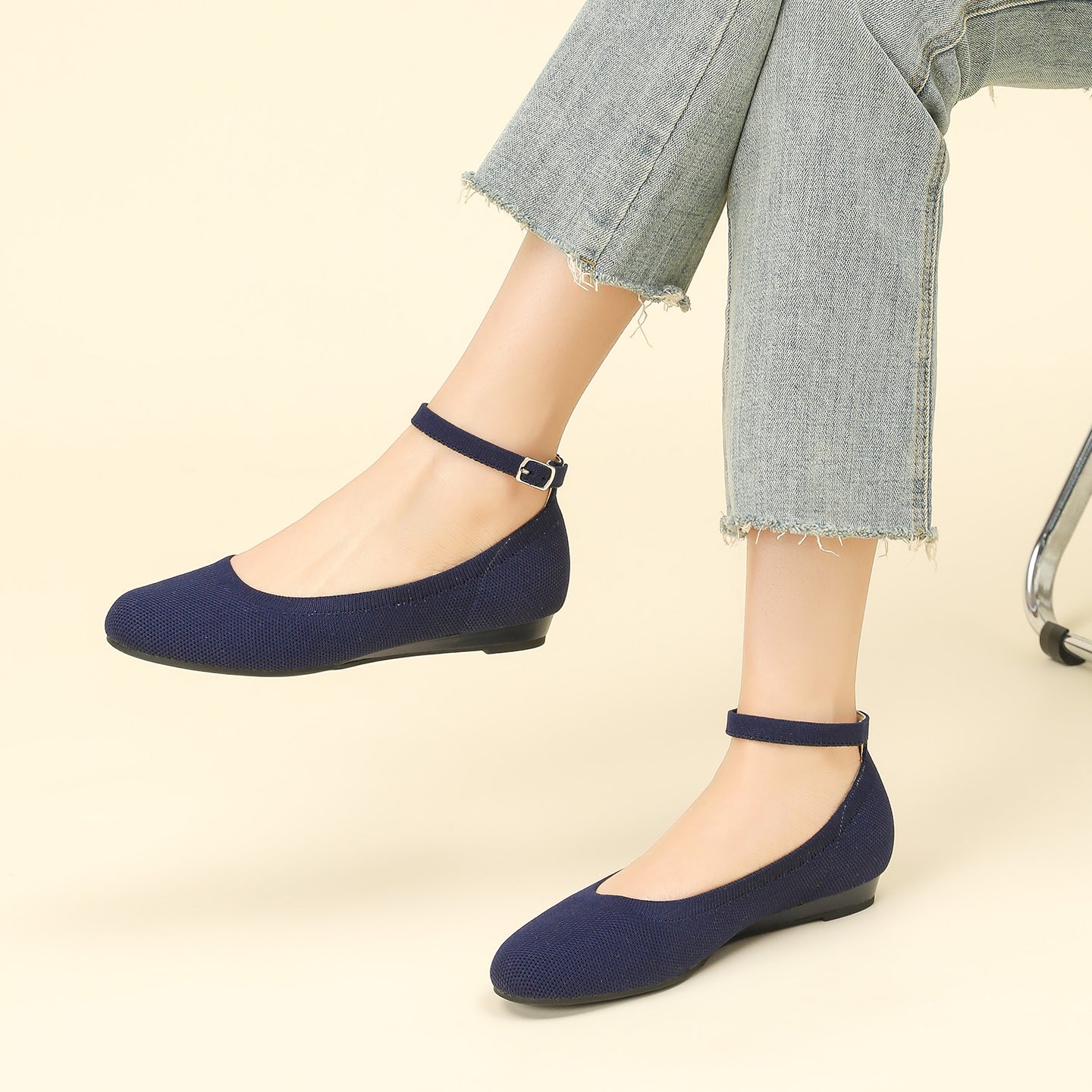 ラウンドトゥスリッポンフラット