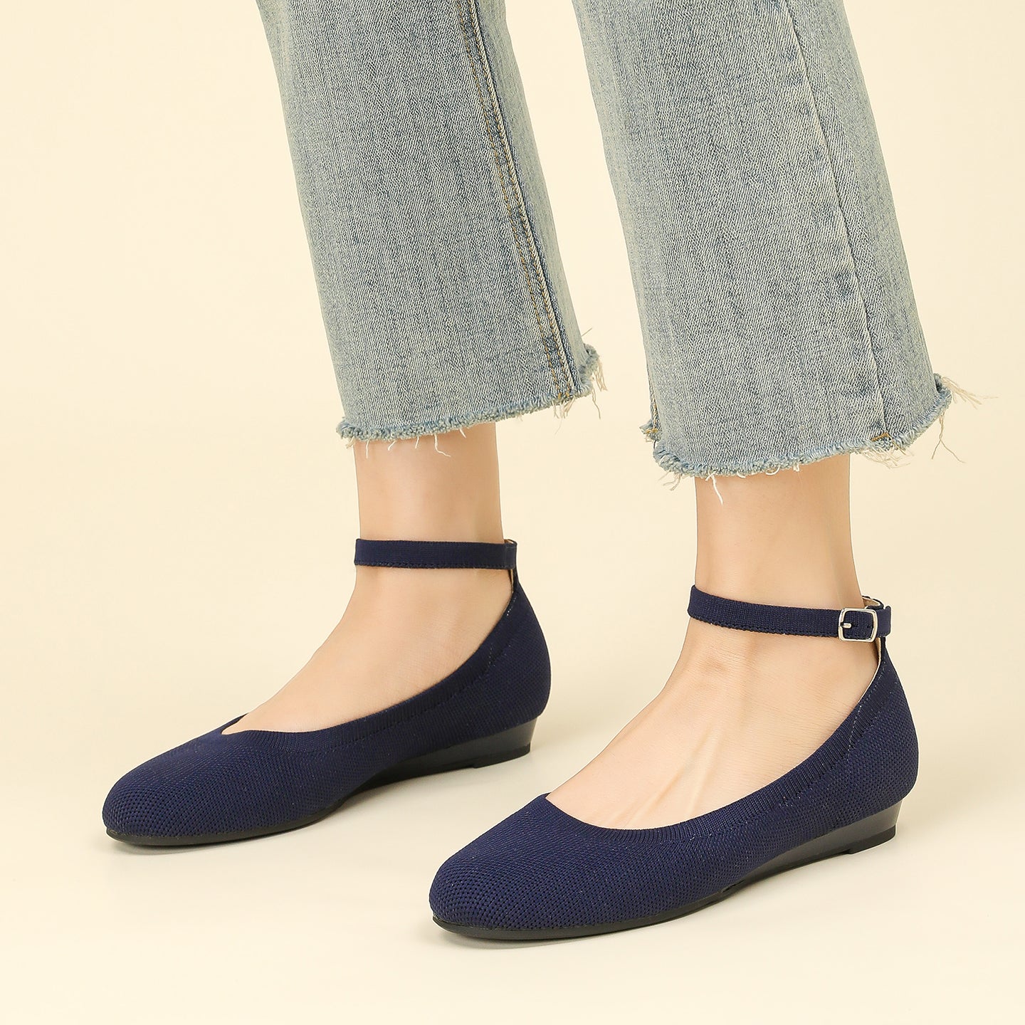 ラウンドトゥスリッポンフラット